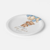 Teddy Bear Balloon Blue Paper Tellers Pappteller (Schrägansicht)