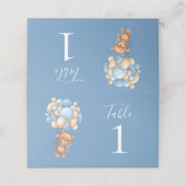 Teddy Bear Balloon Blue Platzkarte (Außenseite Aufgefaltet)