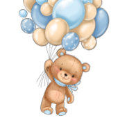 Teddy Bear Balloon Blue Platzkarte