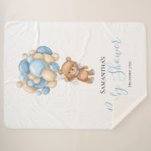 Teddy Bear Balloon Blue Sherpa Blanket Sherpadecke (Vorderseite (Horizontal))