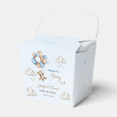 Teddy Bear Balloon Blue Tan Baby Dusche Geschenkschachtel (Vorderseite)