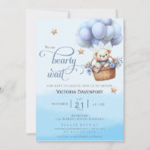 Teddy Bear Balloon Boy Baby Shower Invitation Einladung (Vorderseite)