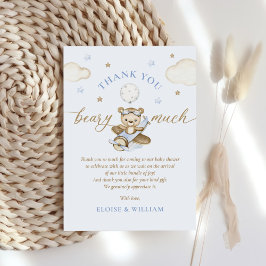 Teddy Bear Balloon Boy Bearly Wait Baby Dusche Dankeskarte