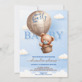 Teddy Bear Balloon Boy Bearly Wait Baby Dusche Einladung (Vorderseite)