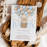 Teddy Bear Balloon Boy Bearly Wait Baby Dusche Einladung<br><div class="desc">Teddy Bear Balloon Boy Bearly Wait Baby Shower Einladung Alle Designs sind © PIXEL PERFECTION PARTY LTD</div>