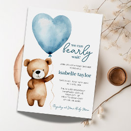 Teddy Bear Balloon Boy Bearly Wait Baby Dusche Einladung