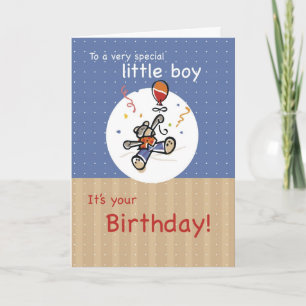 Teddy Bear Balloon Boy Birthday Karte