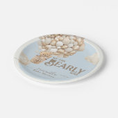 Teddy Bear Balloon Boy Blue Baby Dusche Pappteller (Schrägansicht)