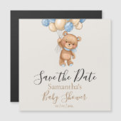 Teddy Bear Balloon Brown Babydusche Save the Date Magnetkarte (Vorne/Hinten)