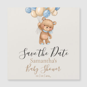 Teddy Bear Balloon Brown Babydusche Save the Date Magnetkarte