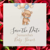 Teddy Bear Balloon Brown Babydusche Save the Date Magnetkarte