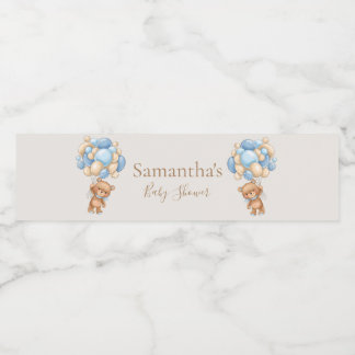 Teddy Bear Balloon Brown Babydusche Wasserflaschenetikett