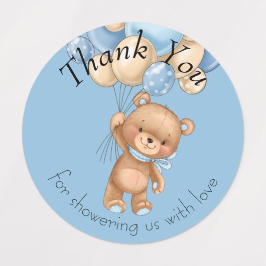 Teddy Bear BALLOON danke Ihnen Labels Etiketten (Design 2)