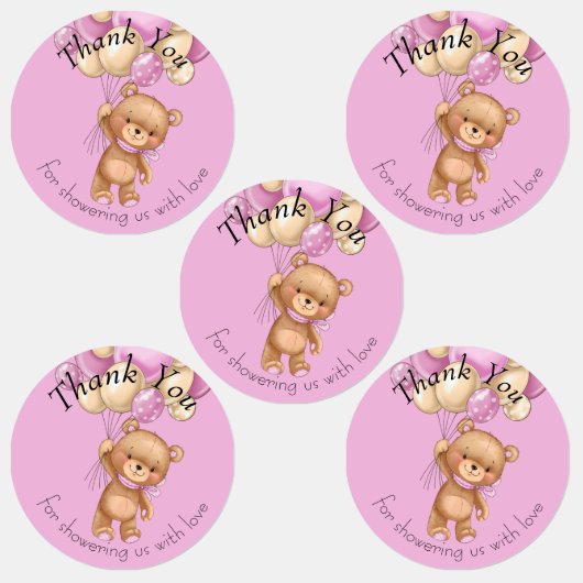Teddy Bear BALLOON danke Ihnen Labels Etiketten (Gruppe)