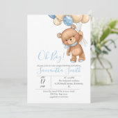 Teddy Bear Balloon Einladung (Stehend Vorderseite)