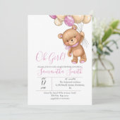 Teddy Bear Balloon Einladung (Stehend Vorderseite)