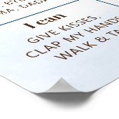 Teddy Bear Balloon First Birthday Milestone Zeiche Poster (Ecke)