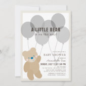 Teddy Bear Balloon Gender Neutral Baby Dusche Einladung (Vorderseite)