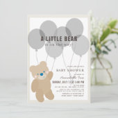 Teddy Bear Balloon Gender Neutral Baby Dusche Einladung (Stehend Vorderseite)