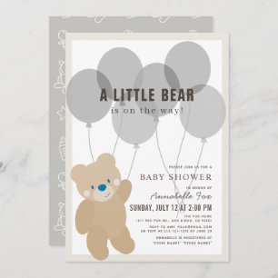 Teddy Bear Balloon Gender Neutral Baby Dusche Einladung