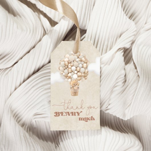 Teddy Bear Balloon Gender Neutral Baby Dusche Geschenkanhänger