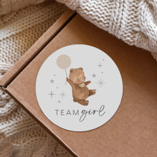 Teddy Bear Balloon Gender Reveal - Team Girl Runder Aufkleber