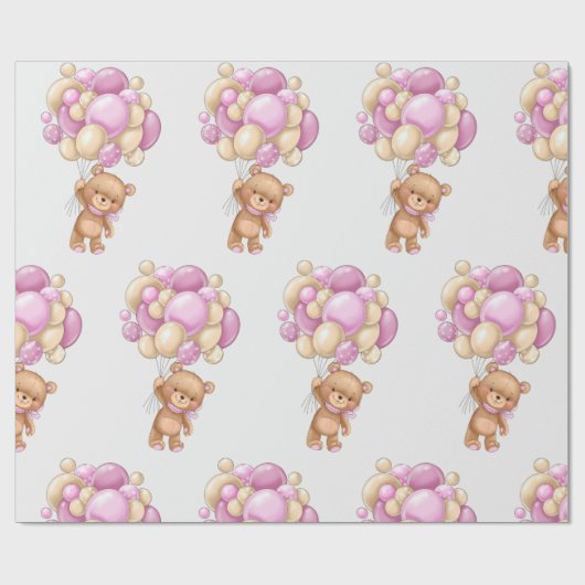 Teddy Bear Balloon Geschenkpapier (Flach)