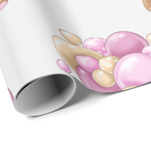 Teddy Bear Balloon Geschenkpapier (Rolleneckpunkt)