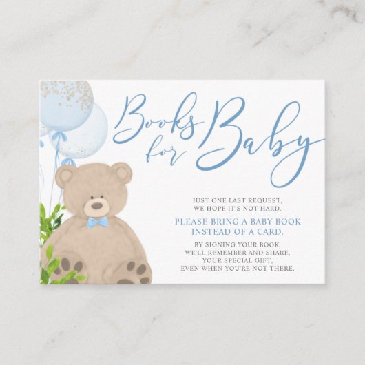 Teddy Bear Balloon Greenerenery Baby Book Request Begleitkarte (Vorderseite)