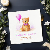 Teddy Bear Balloon Pastel Pink Brown Babydusche