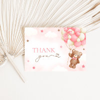 Teddy Bear Balloon Pink Danke Karten