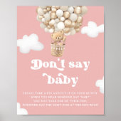 Teddy Bear Balloon Pink Dont Say Baby Game Poster (Vorne)