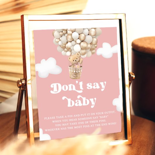 Teddy Bear Balloon Pink Dont Say Baby Game Poster