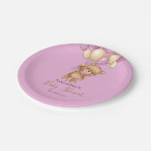 Teddy Bear Balloon PINK Pappteller (Schrägansicht)