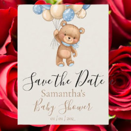 Teddy Bear Balloon Save the Date Postkarte