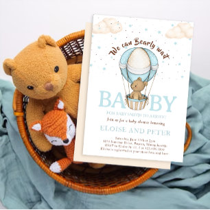 Teddy Bear Balloon Star Bearly Wait Baby Dusche Einladung