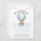 Teddy Bear Balloon Star Bearly Wait Baby Dusche Einladung (Vorderseite)