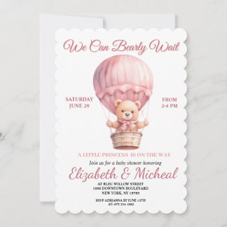 Teddy Bear Balloon Theme Baby Shower Invitation Einladung