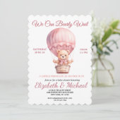 Teddy Bear Balloon Theme Baby Shower Invitation Einladung (Stehend Vorderseite)