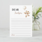 Teddy Bear Balloon Time Capsule Note Card Dankeskarte (Stehend Vorderseite)