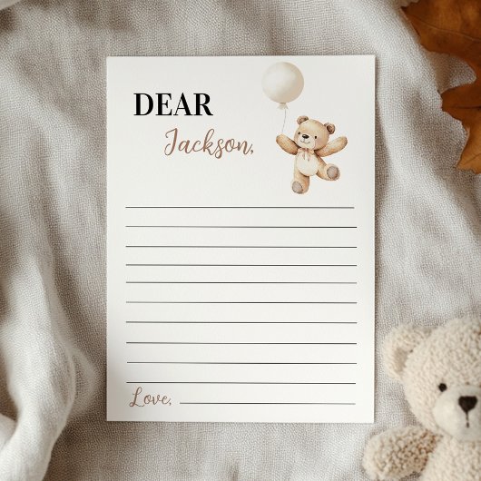 Teddy Bear Balloon Time Capsule Note Card Dankeskarte