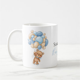 Teddy Bear Balloon White Blue Coffee Tasse
