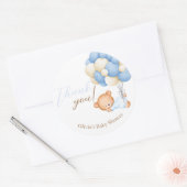 Teddy Bear Balloons Baby Boy Dusche Vielen Dank Runder Aufkleber (Umschlag)
