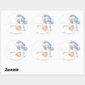 Teddy Bear Balloons Baby Boy Dusche Vielen Dank Runder Aufkleber (Blatt)