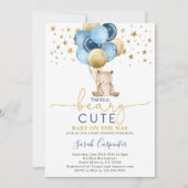 Teddy Bear Balloons Baby Shower Boy Einladung (Vorderseite)