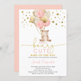 Teddy Bear Balloons Baby Shower Girl Einladung