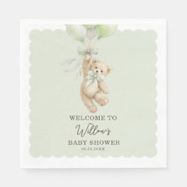 Teddy Bear Balloons Baby Shower Napkins Serviette