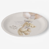 Teddy Bear Balloons Baby Shower Paper Plates Pappteller (Schrägansicht)