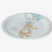 Teddy Bear Balloons Baby Shower Paper Plates Pappteller (Schrägansicht)