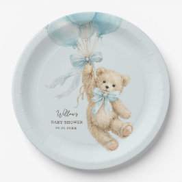 Teddy Bear Balloons Baby Shower Paper Plates Pappteller